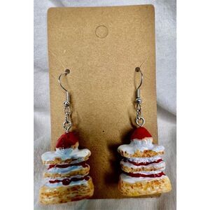 Handmade Dangly Strawberry Cheesecake Earrings